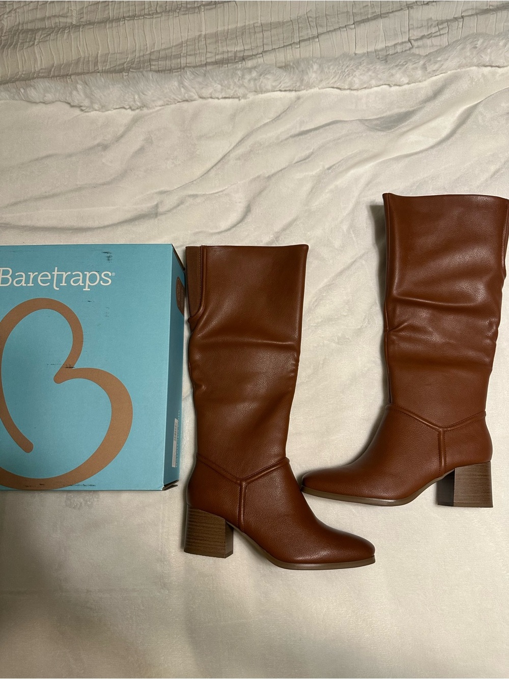 BareTraps Chestnut Brown Mid-Calf Block Heel Boots